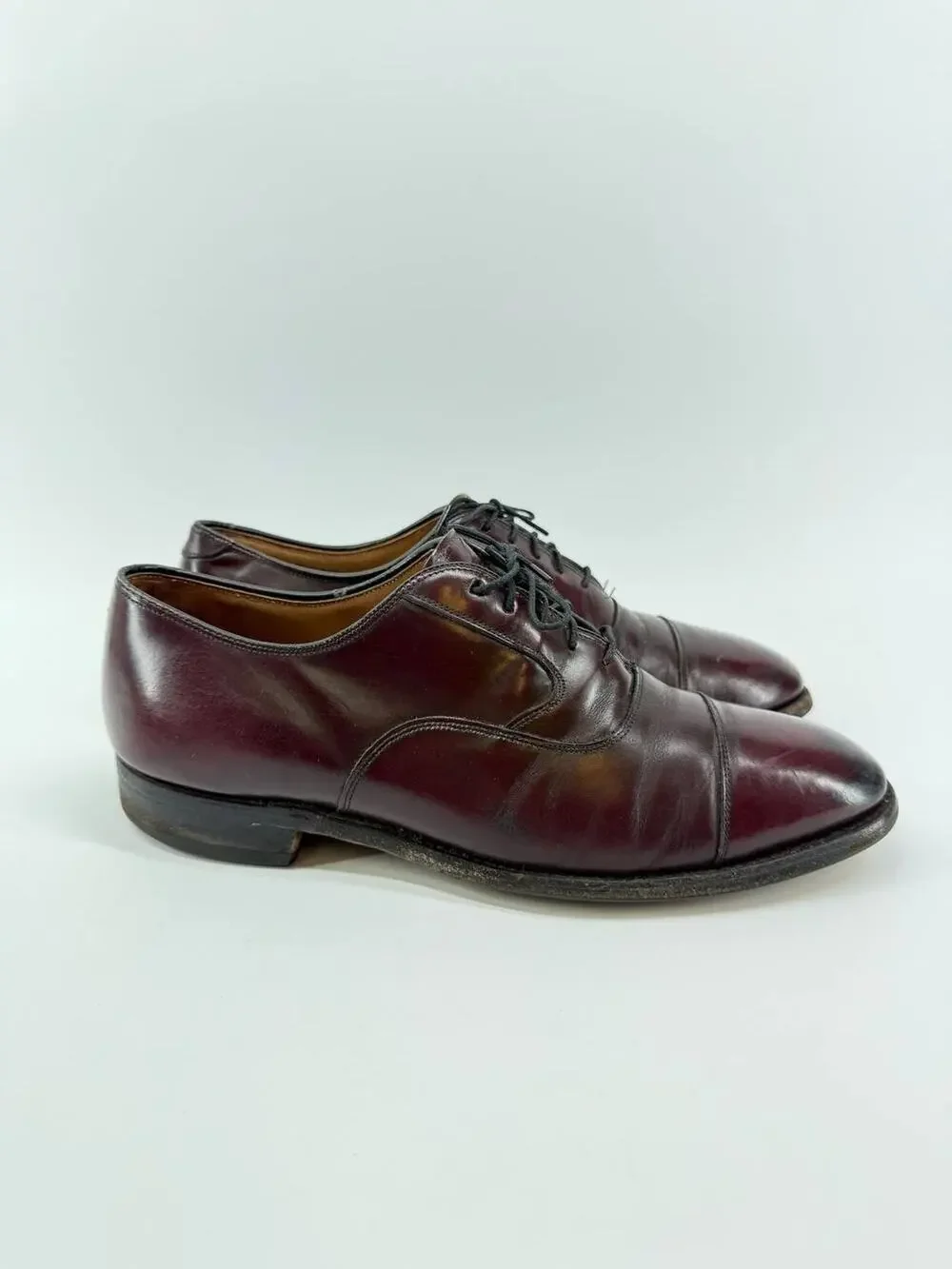 Men’s Burgundy Leather Cap Toe Oxford Dress Shoes Size 6 Made in Italy